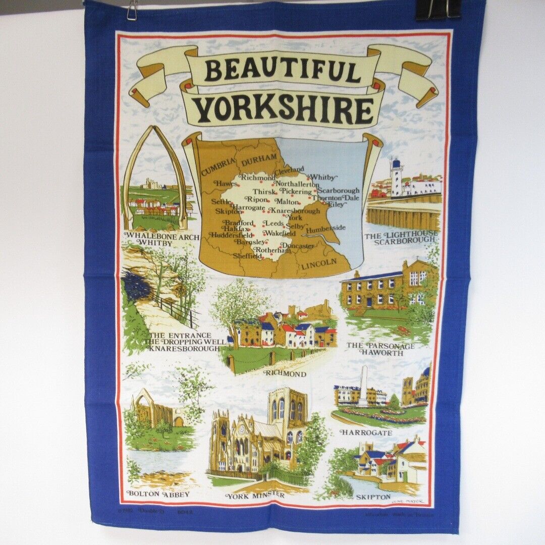 x3 Collectable Tea Towels 100% Cotton Vintage Yorkshire Blackpool Lakes Unused A