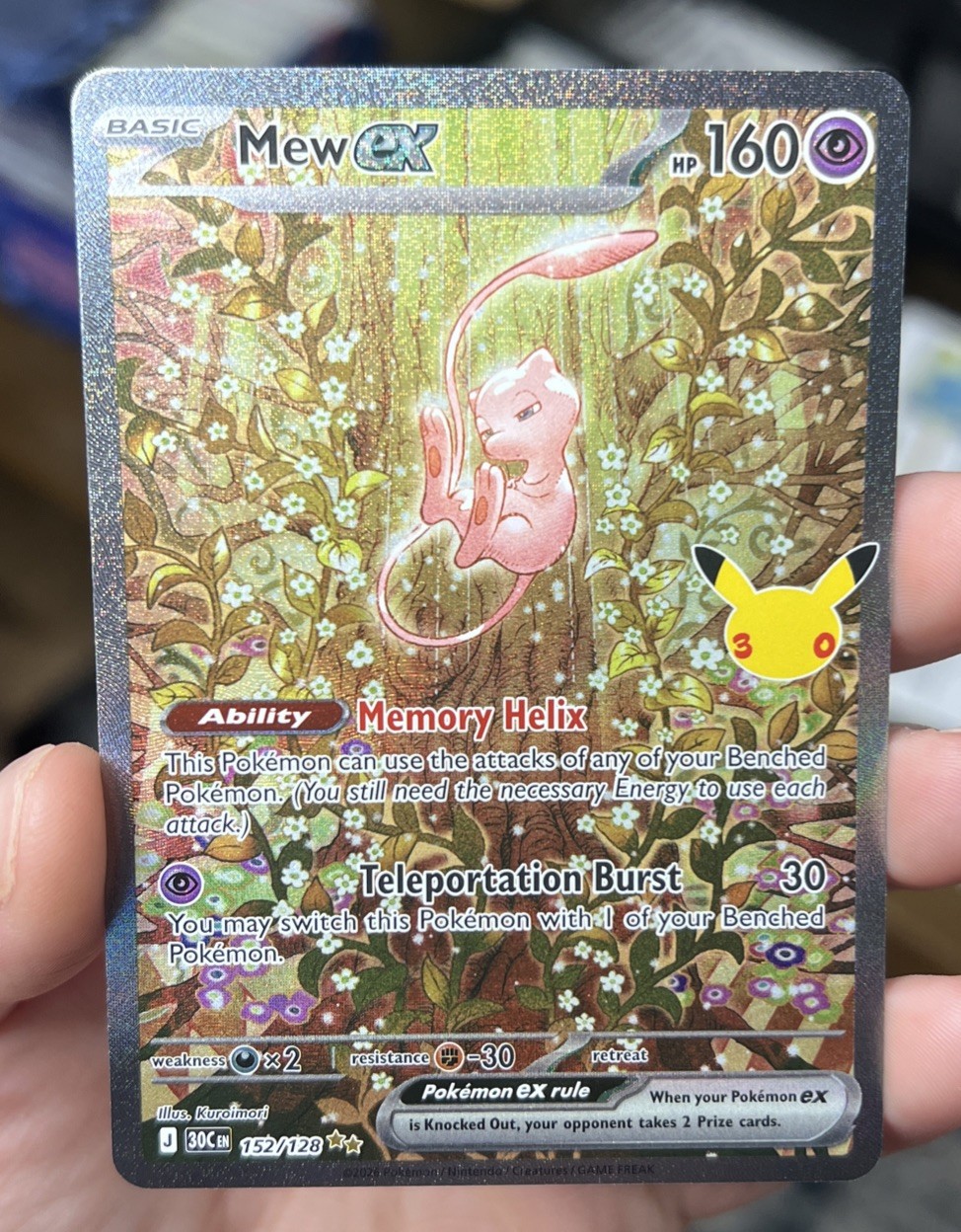 MEW ex SIR 152/128 30th Celebration Pokemon Card Sale