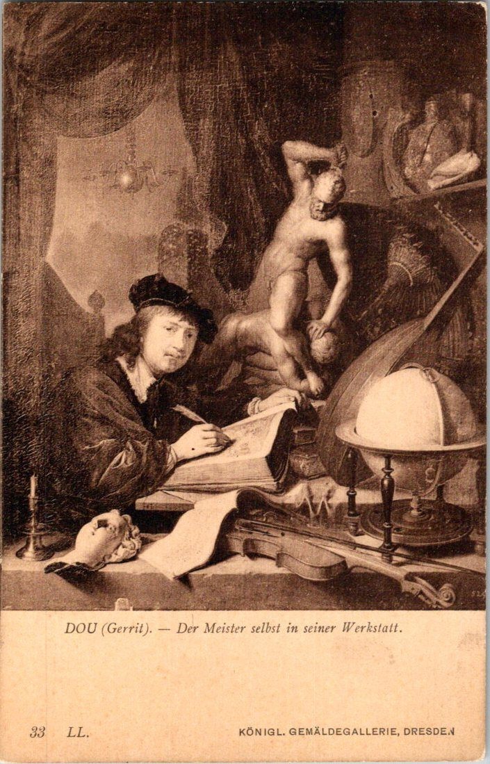 Gerrit Dou The Painter in his Studio Art Postcard Königliche Gemäldegalerie