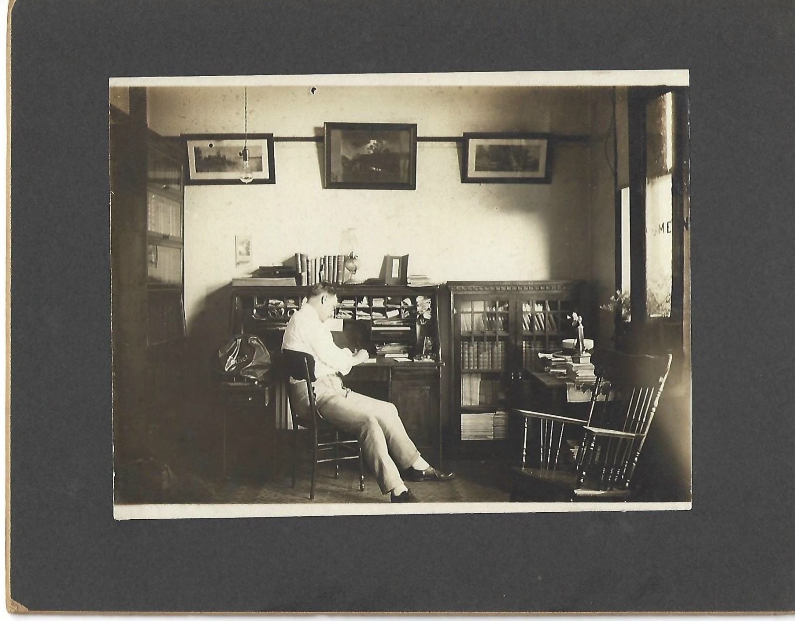 Early 1900s Antique Home Office Photograph/ LAWYER, TEACHER / Candlestick Phone