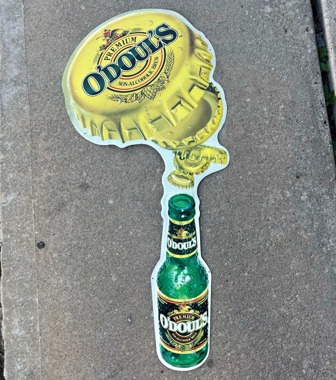 Vintage 1991 O'Doul's Non-Alcoholic Beer Bottle & Cap Large Metal Tin Sign 39