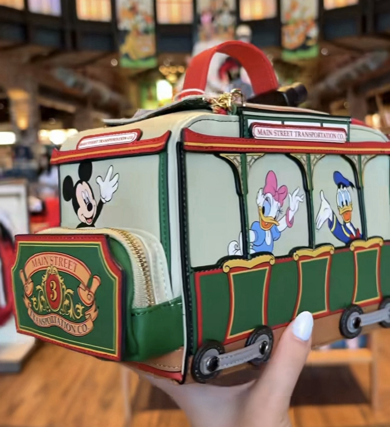 Disney Parks Loungefly Main Street Transportation Trolley Bag Mickey & Friends