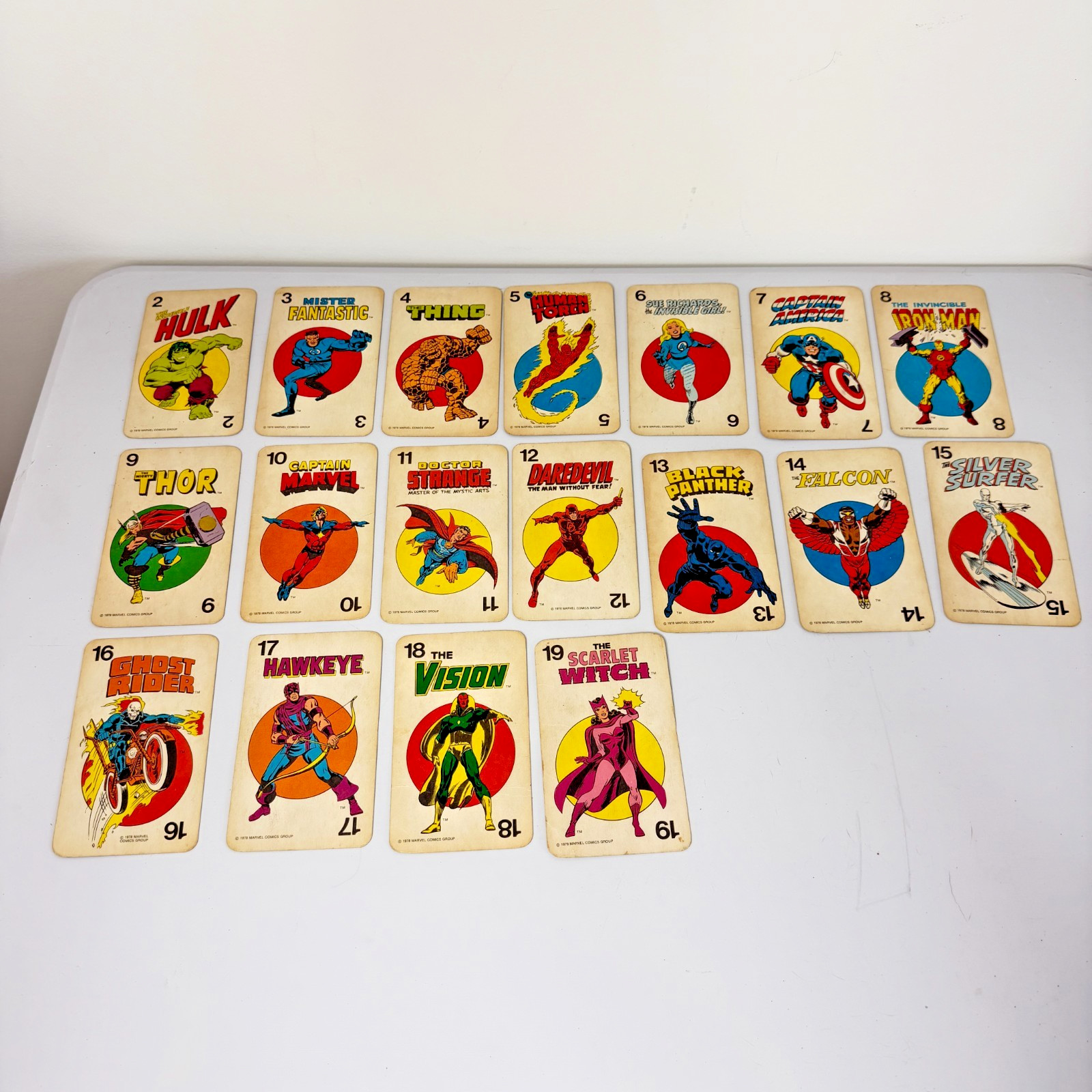 Lot of 17 Vtg 1978 Marvel Comics Super-Heroes Cards Black Iron Card Game