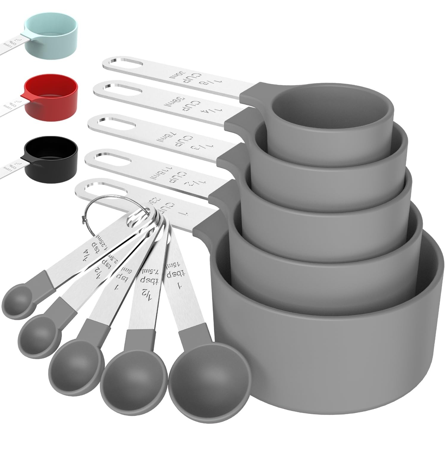 TILUCK Measuring Cups & Spoons Set, Stackable and Spoons, 5+5, Gray TILUCK Measuring Cups & Spoons Set, Stackable and Spoons, 5+5, Gray
