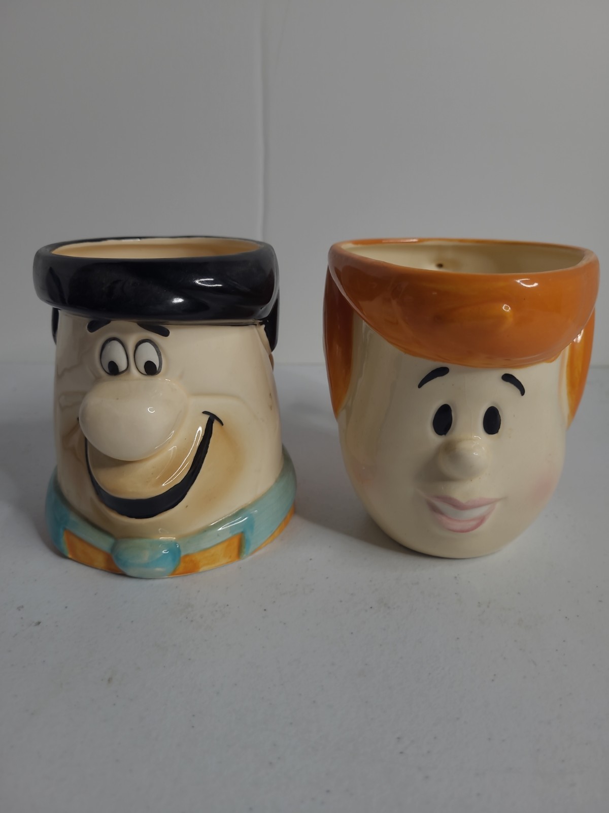 Rare Vtg Vandor Flintstones Fred Wilma Flintstone Ceramic Mug Set Hanna Barbera 