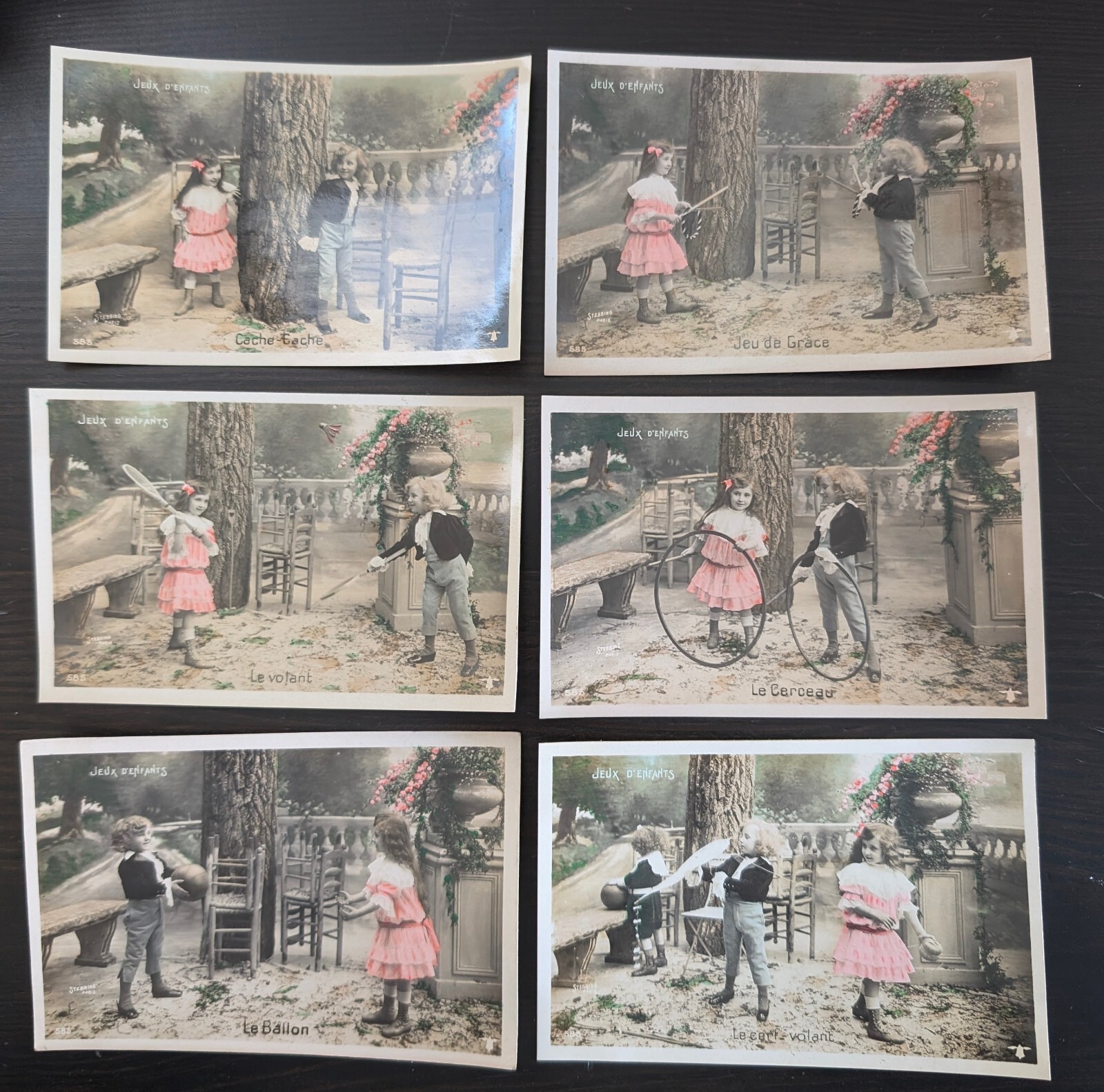 RPPC Hand Tinted Childrens Games Toys Postcard Lot of 6 Beautiful Photo Cards