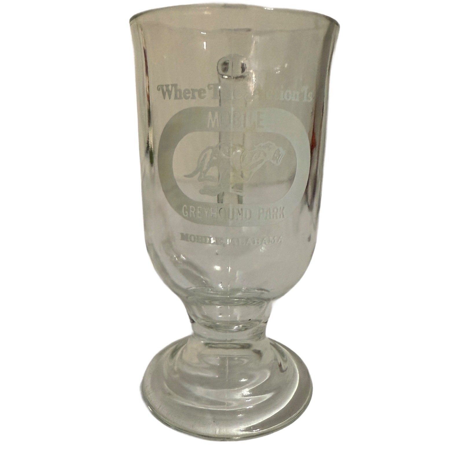 Mobile Greyhound Park Souvenir Glass Vintage Mobile Alabama