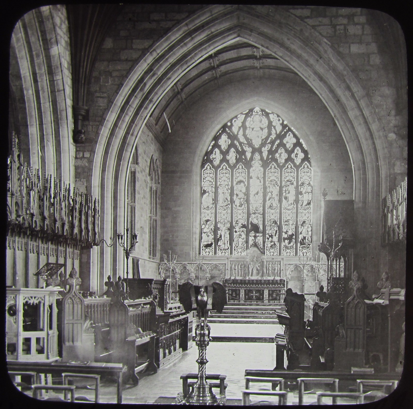 JV Glass Magic Lantern Slide ST ASAPH CATHEDRAL INTERIOR NO2 C1890 PHOTO WALES 