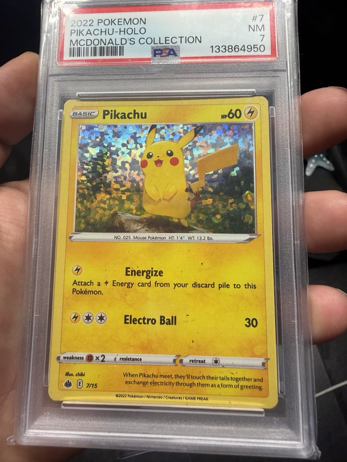 Pikachu 7/015 McDonald's Pokemon Promo 2022 Rare PSA Heavy holo bleed 🩸 error