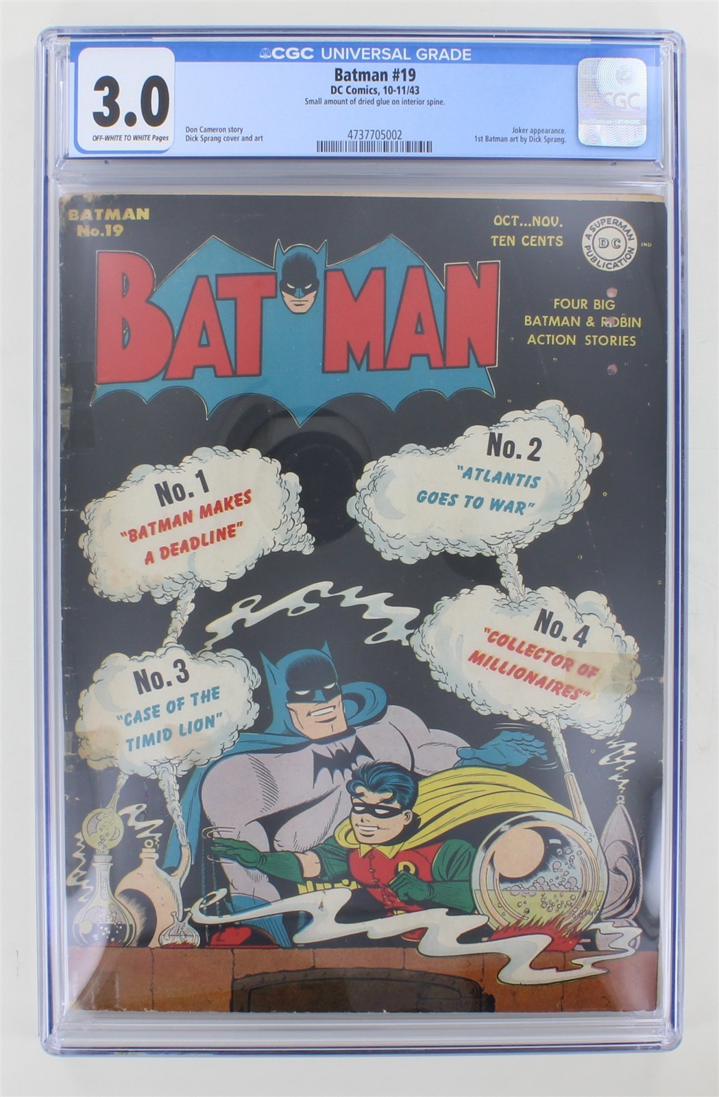 Batman #19 The Joker 1943 CGC 3.0 Detective Comics DC 1st Dick Sprang, Bob Kane