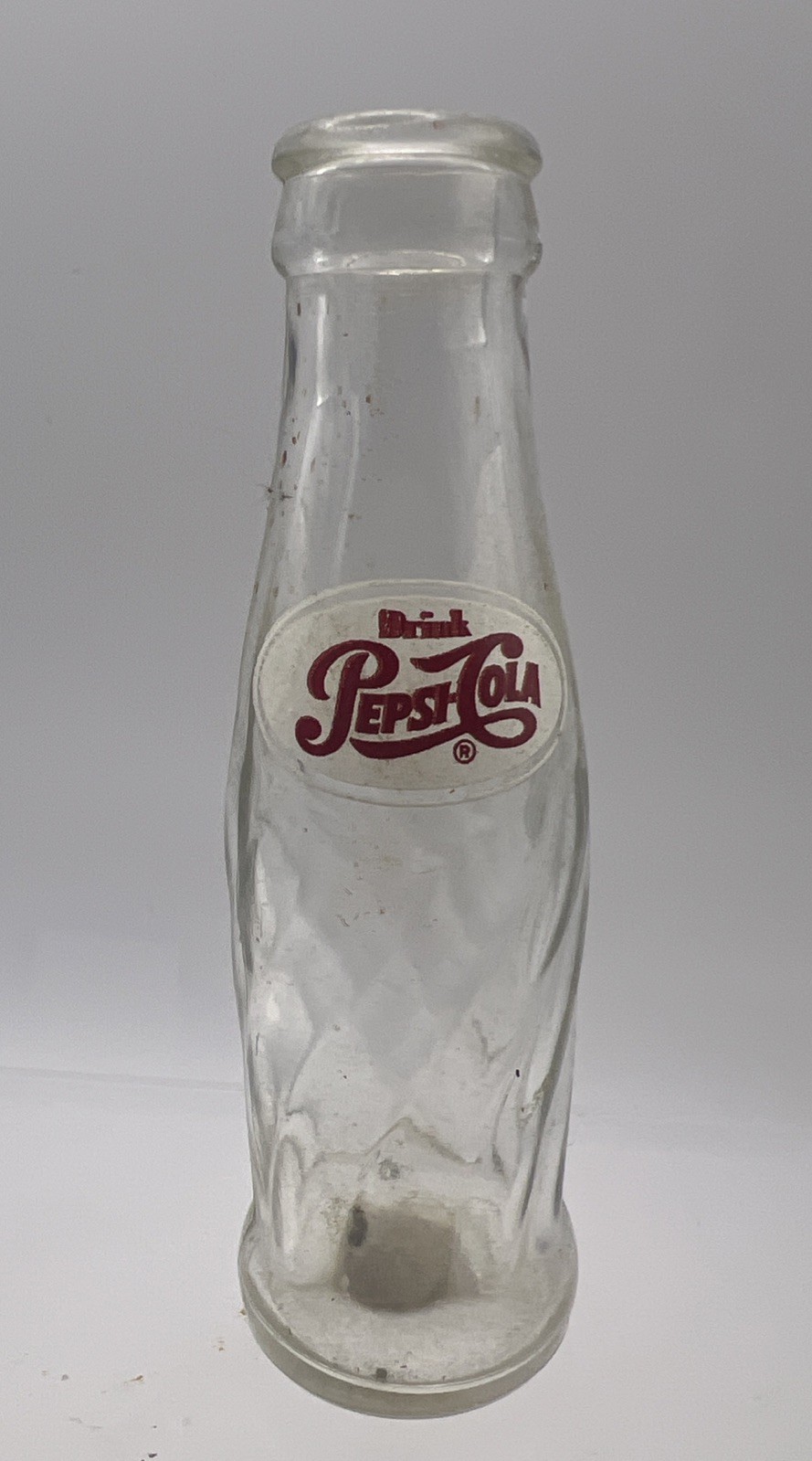 Vtg Drink Pepsi-Cola Glass Bottle 4.5” Tall Novelty Swirl Pattern Minature