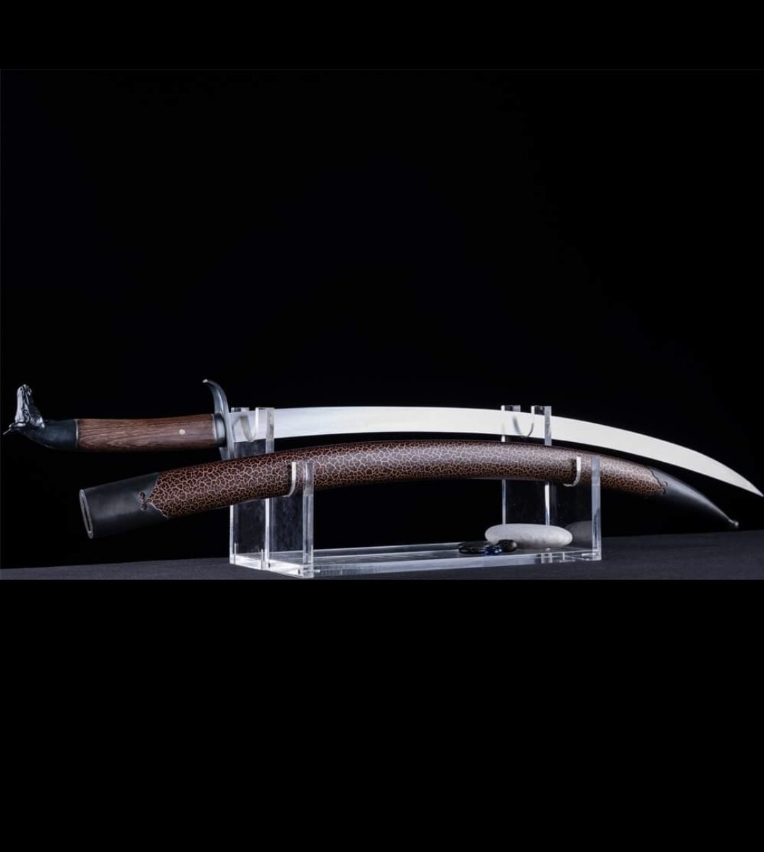 Handmade Chinese Genghis Khan Sword, Katana Tone with Scabbard For Outdoor&Decor