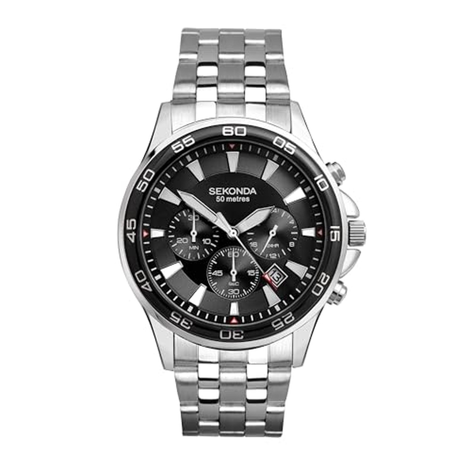 Sekonda Jenson Mens 44mm Chronograph Quartz Watch with Stainless Steel Bracel... Sekonda Jenson Mens 44mm Chronograph Quartz Watch with Stainless Steel Bracel...