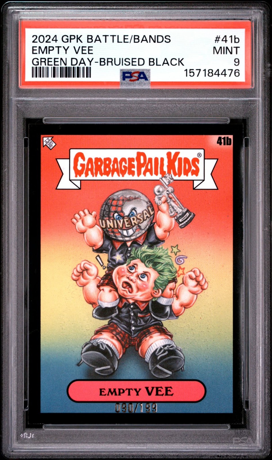 2024 Topps Garbage Pail Kids Green Day #41b EMPTY VEE Black 90/199 GPK PSA 9