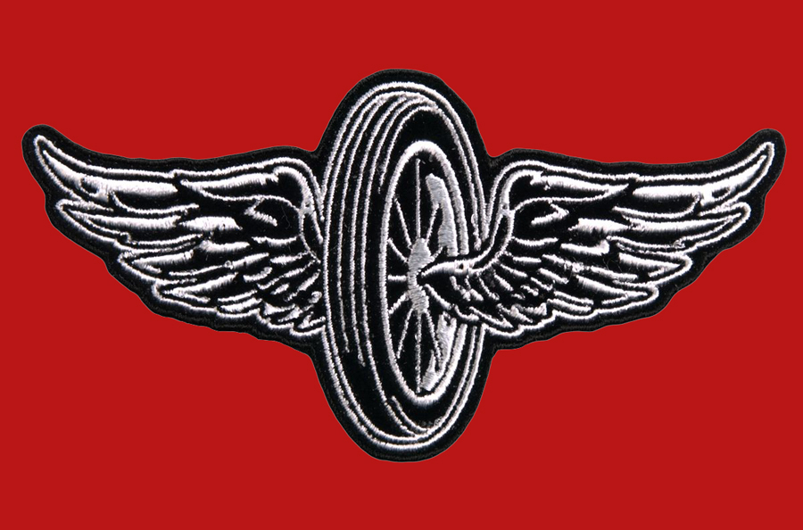 FLYING WHEEL EMROIDERED 11 INCH (XXL) MC BIKER PATCH 