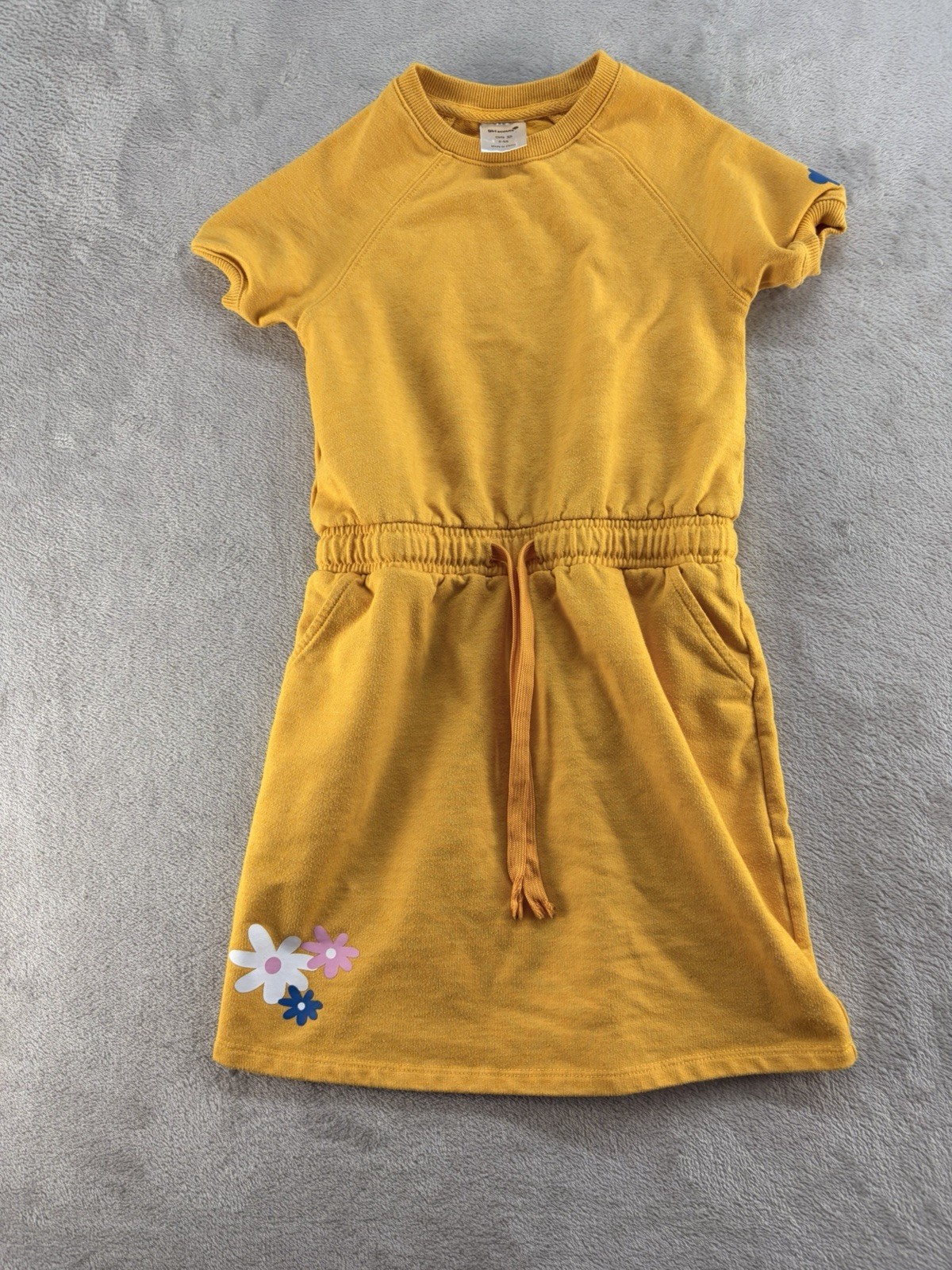 Official Girl Scouts Mini Dress Girls 6X XS Yellow Short Sleeve Floral