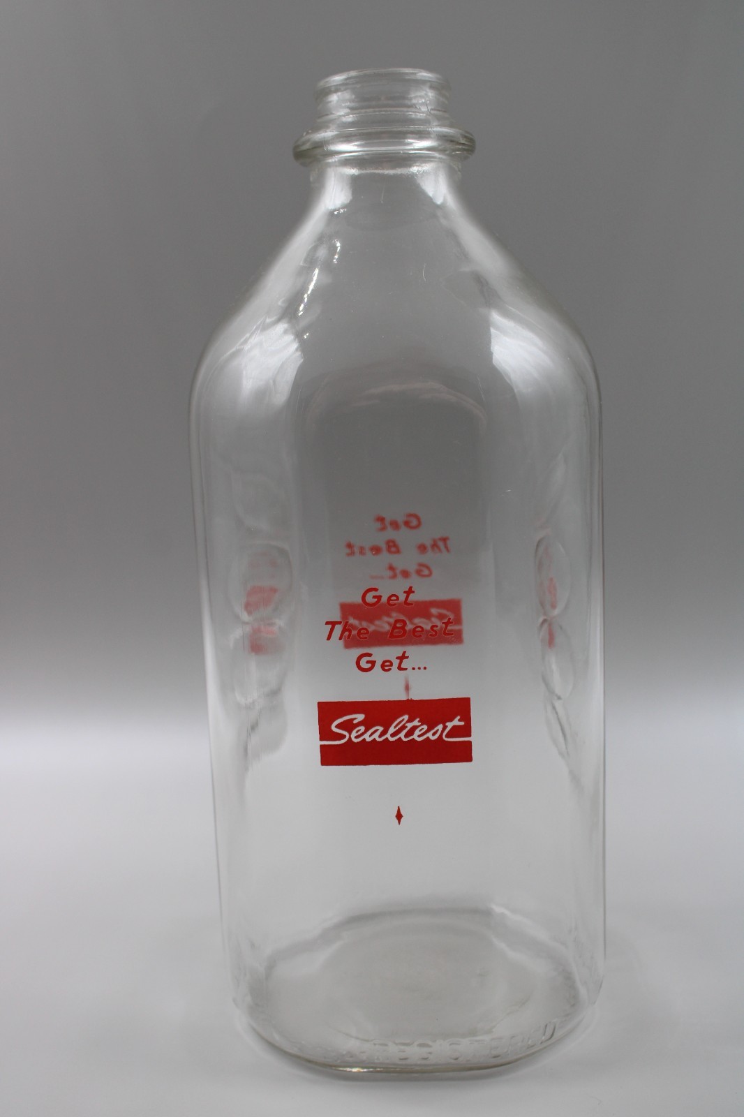 Sealtest Half Gallon Glass Milk Jug Grip Bottle GET THE BEST GET SEALTEST Logo