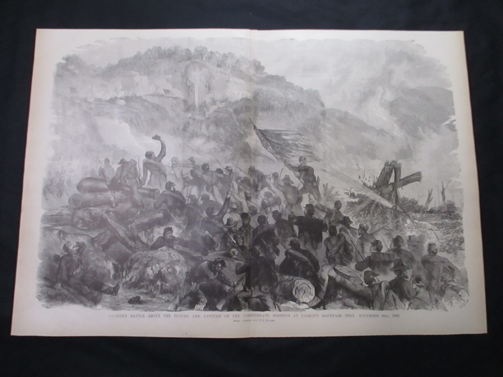 1885 Civil War Print - Battle of Lookout Mountain, Chattanooga, Tennessee 1863