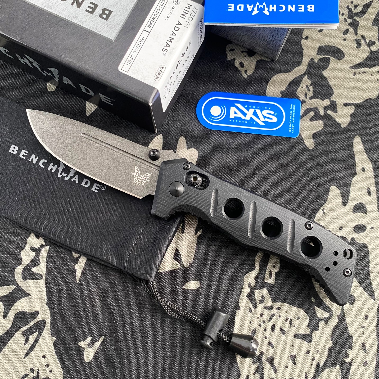 Benchmade 273GY-1 Mini Adamas CPM-CruWear Steel Black G10 Handle Folding Knife