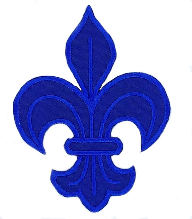 shield patch Embroidered fusible heraldic lily BLUE royalist louis xvi