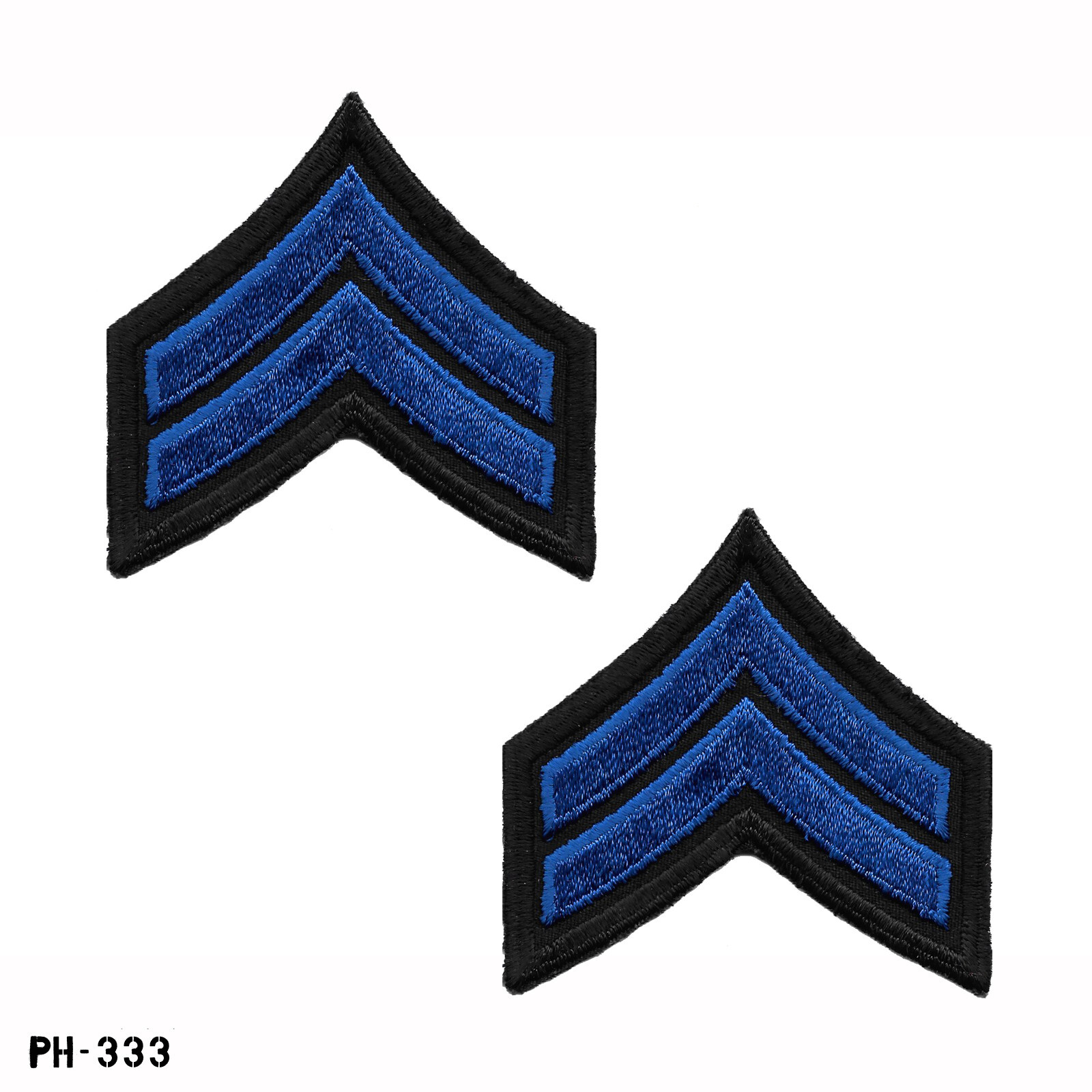 Corporal Chevron Sleeve Rank Patches ~ Black & Blue ~ NEW Gemsco USA
