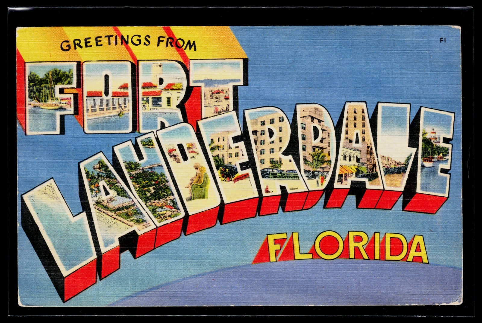 Greetings from FORT LAUDERDALE Florida - Large Letter Postcard, postmarked 1947