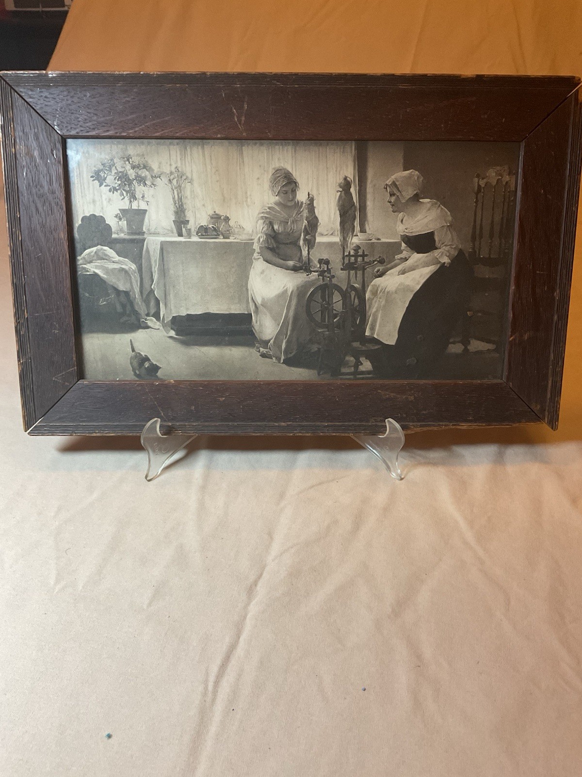 Antique 14.5 X 9.5 Picture The Gossip by Carl Von Marr 1889 Original Frame Rare