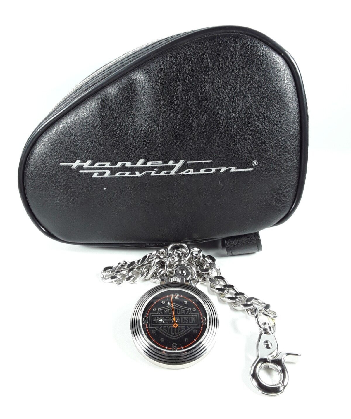 Harley-Davidson Pocket Watch & Biker Chain With Carrying Case *NOT WORKING*