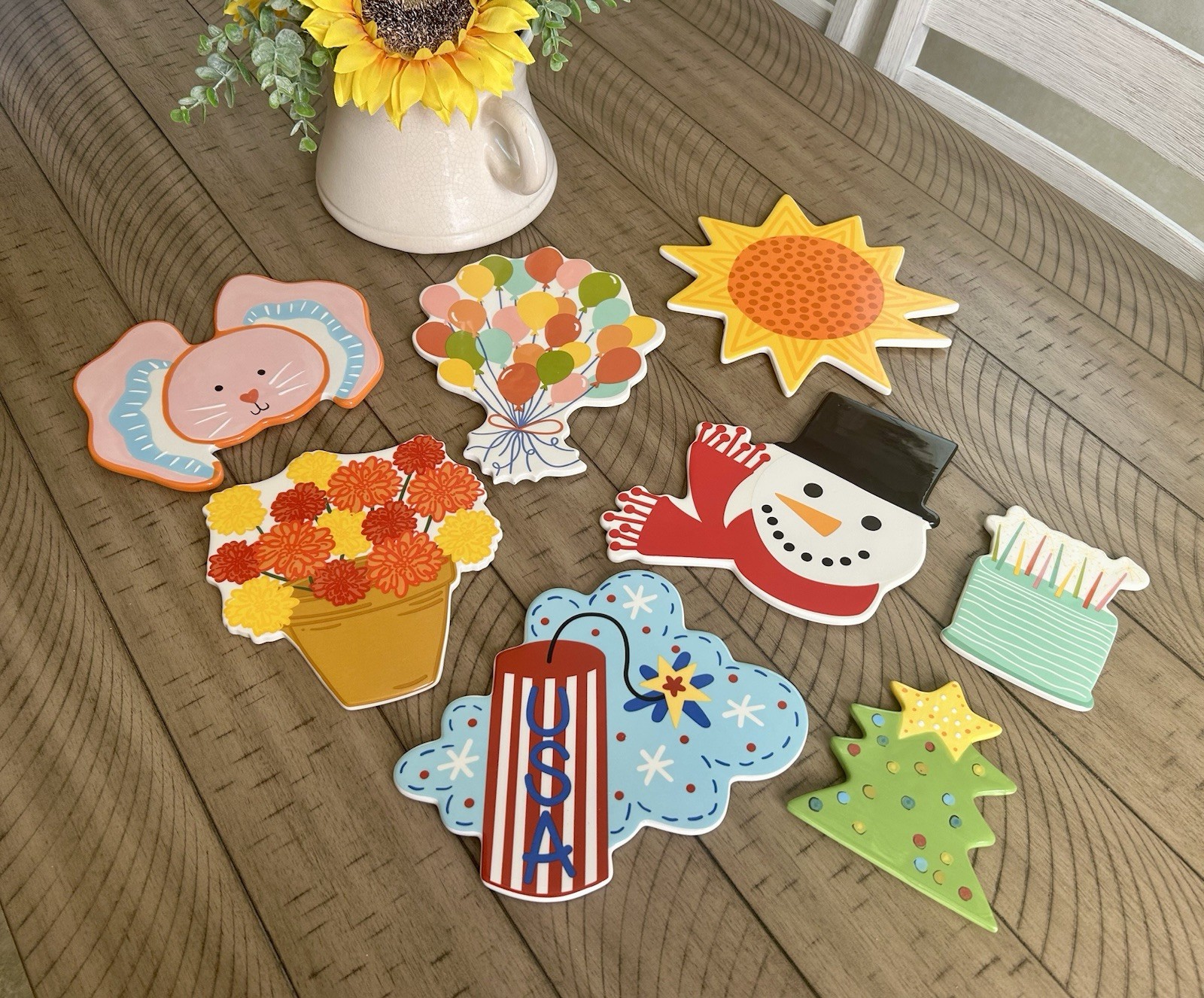8 Piece Lot Happy Everything Attachments 6 Large 2 Mini Holiday Special Occasion