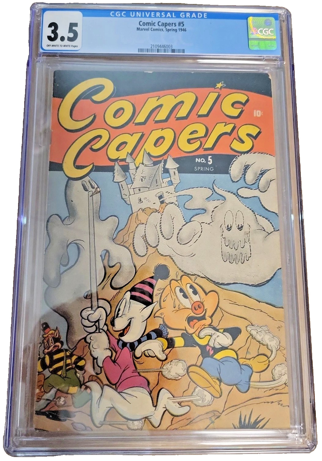 Comic Capers #5 CGC 3.5 OW-W 1946 Marvel Timely Golden Age Super Rabbit Rare Pop