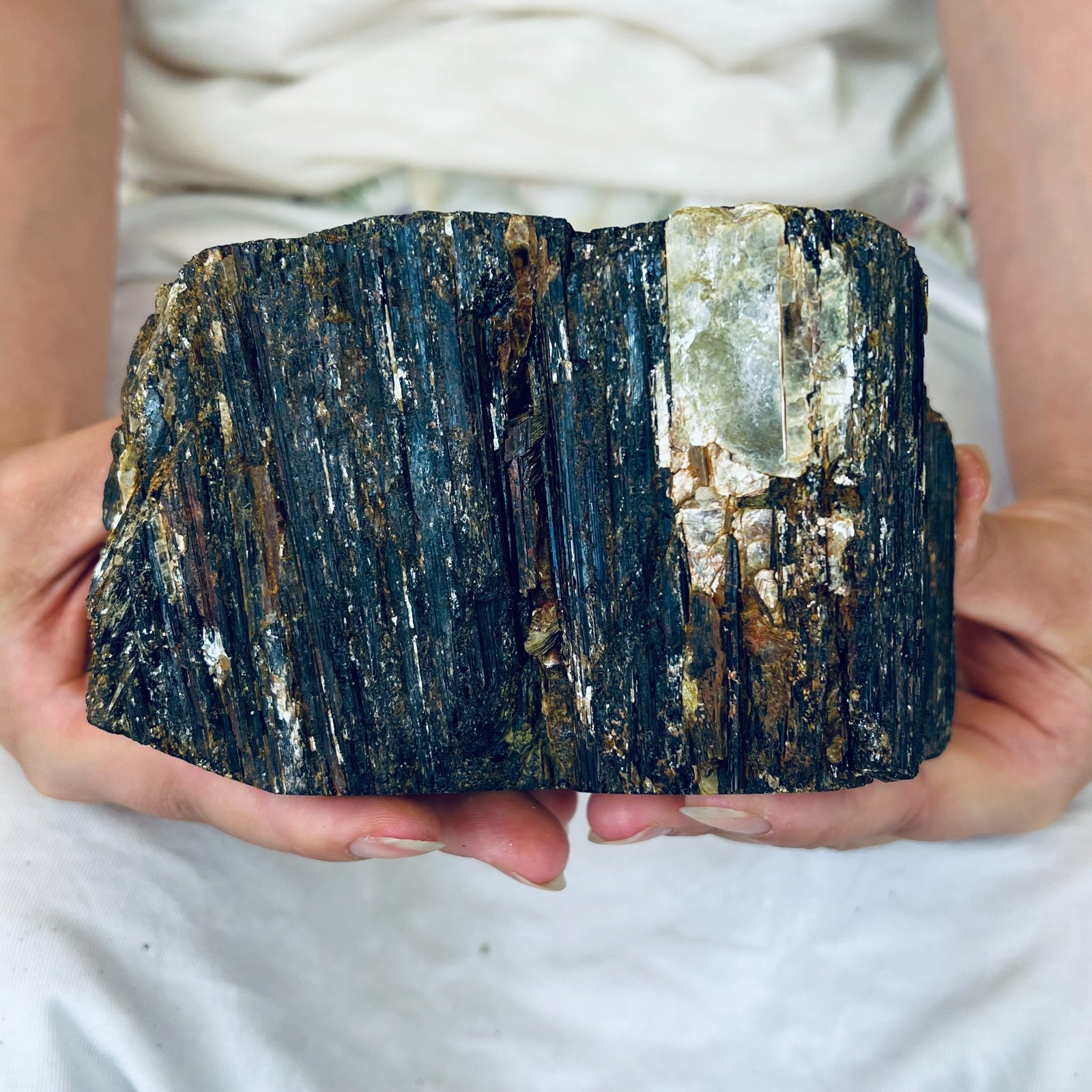 4.29LB Restoration of natural black tourmaline crystal specimens 1.95kg