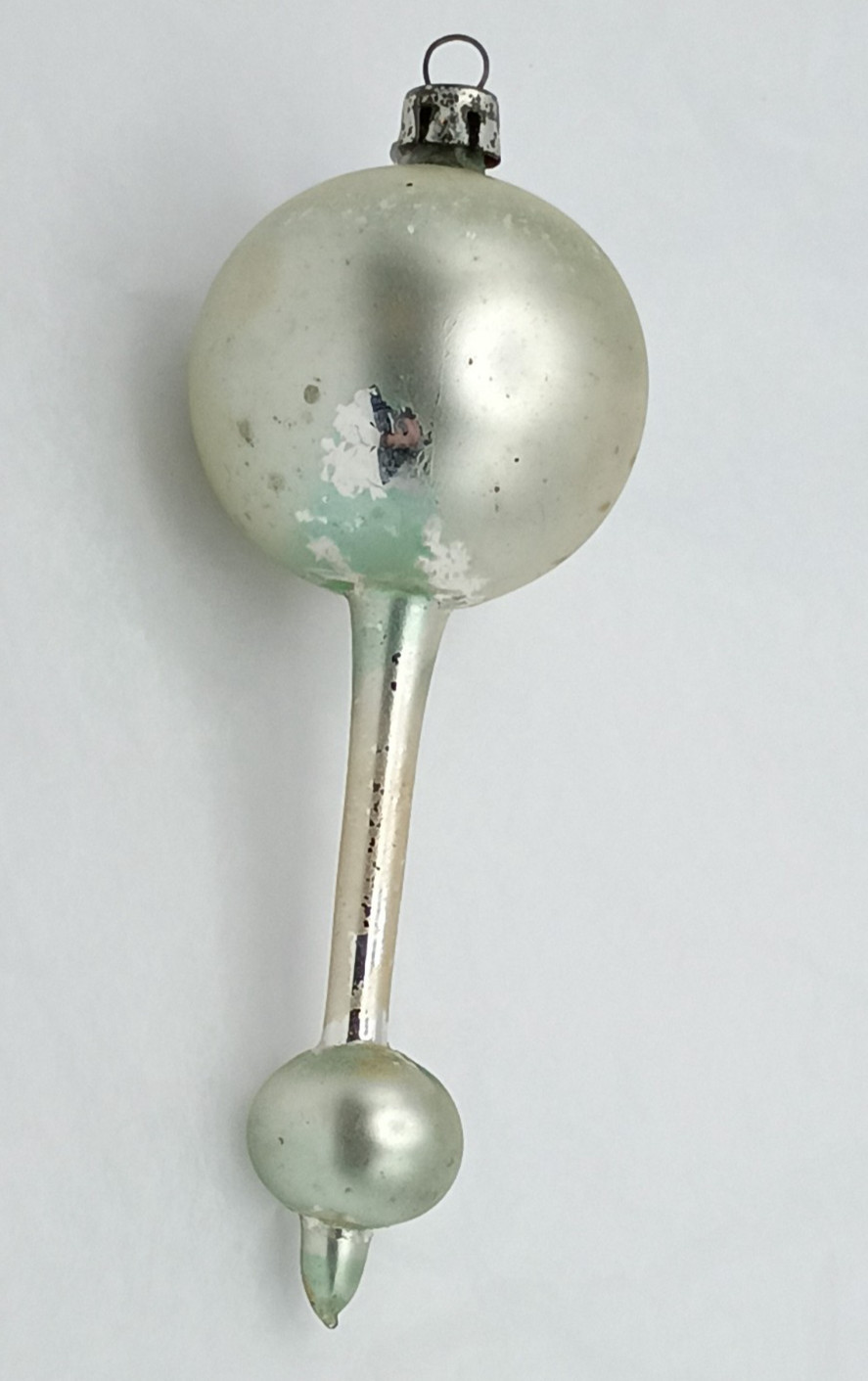 Vintage Poland Mercury Glass Long Stem Finial Christmas Ornament 4\
