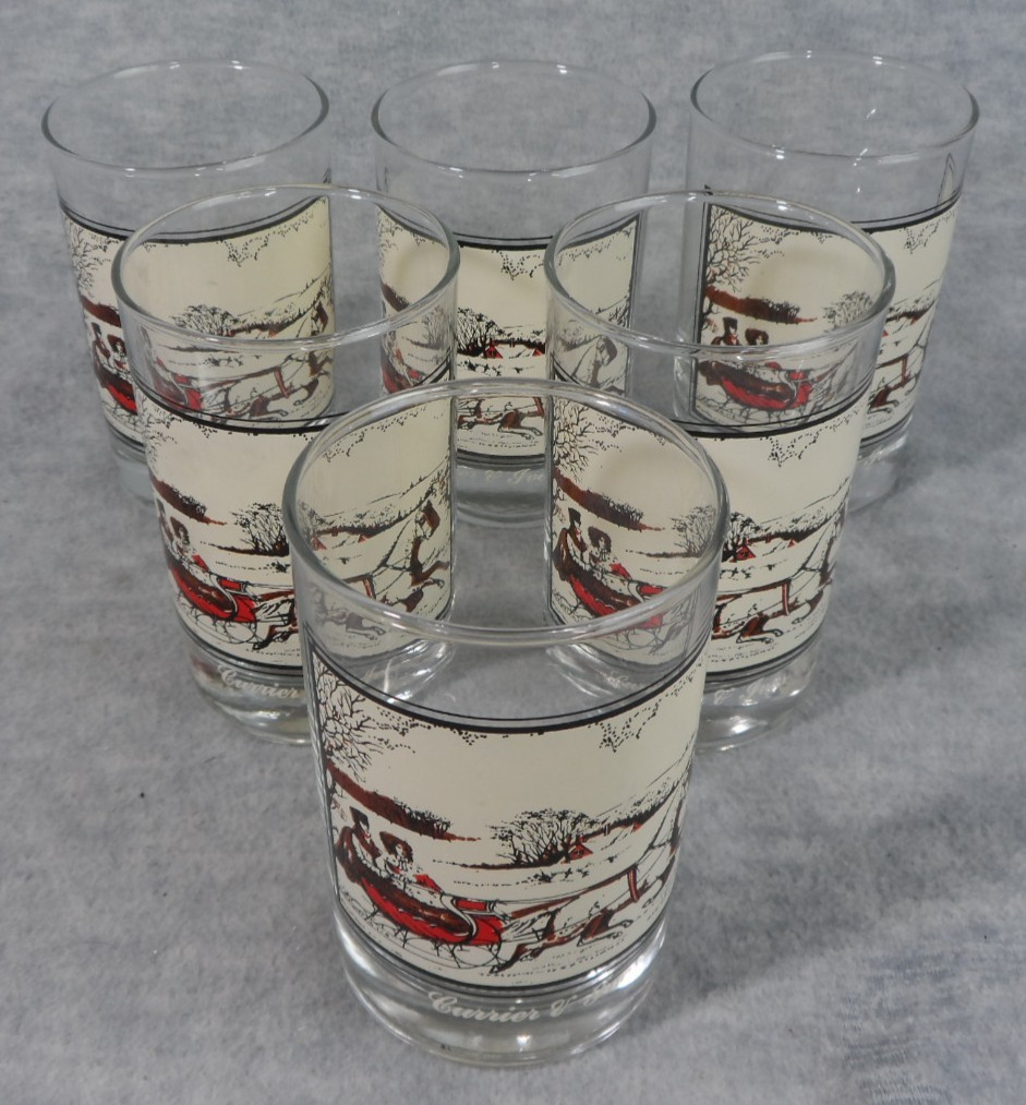 Currier and Ives The Road In Winter 1978 Drinking Glasses Arbys Set of 6