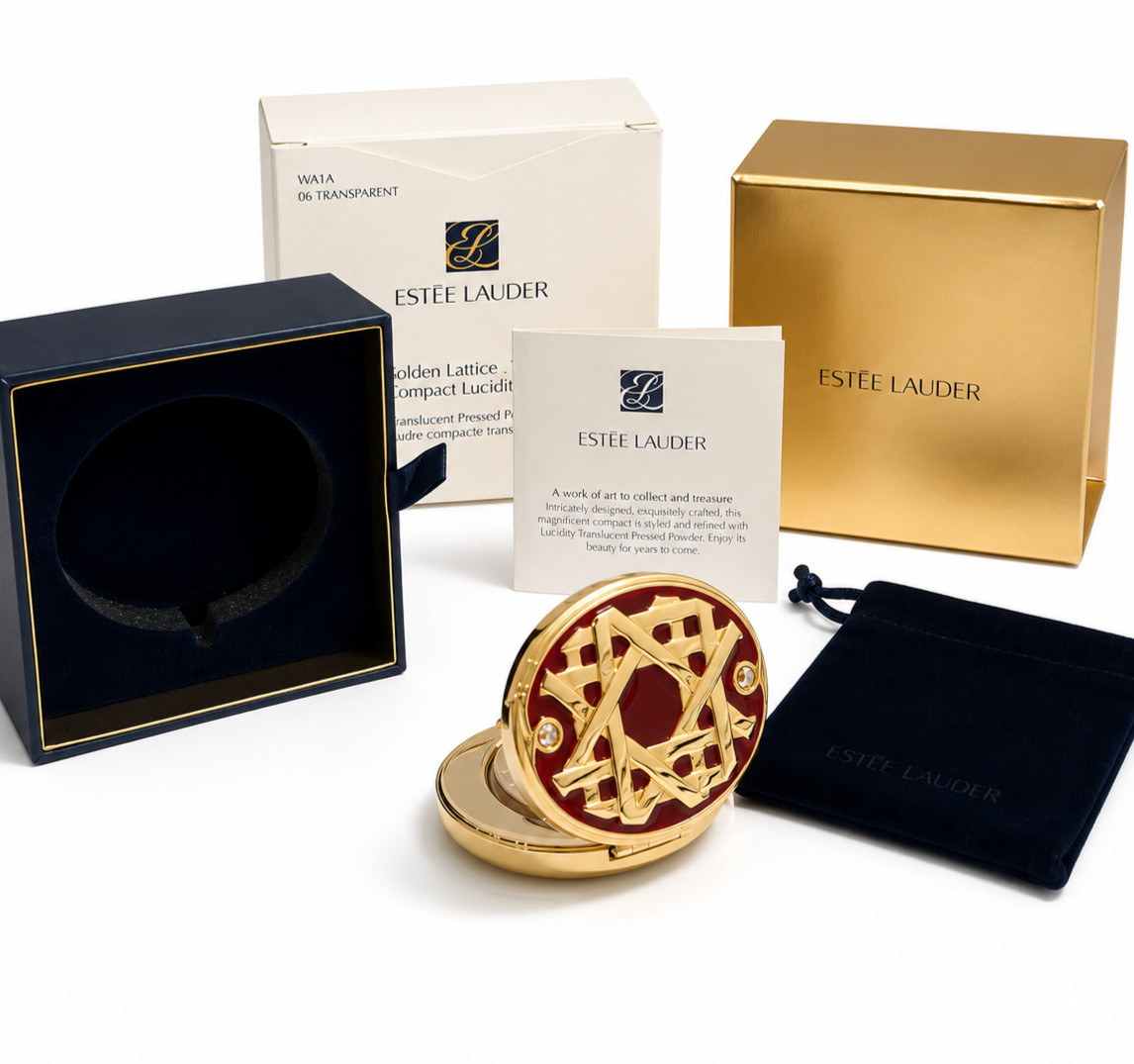 Vintage Estée Lauder Golden Lattice Compact Lucidity Pressed Powder New In Box