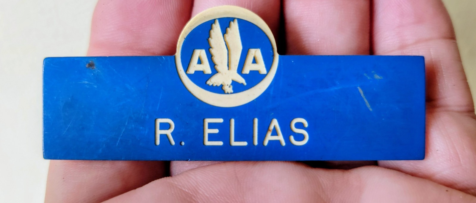 American Airlines Employee Name Badge R. ELIAS Vintage 