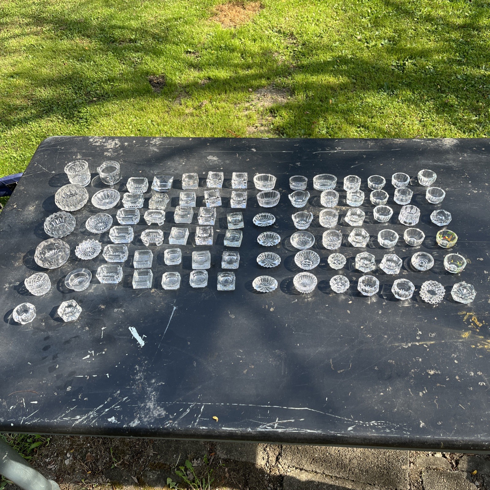 Huge Lot Of 84 Vintage Glass hexagon, octagon, Salt Dip Cellars Collection