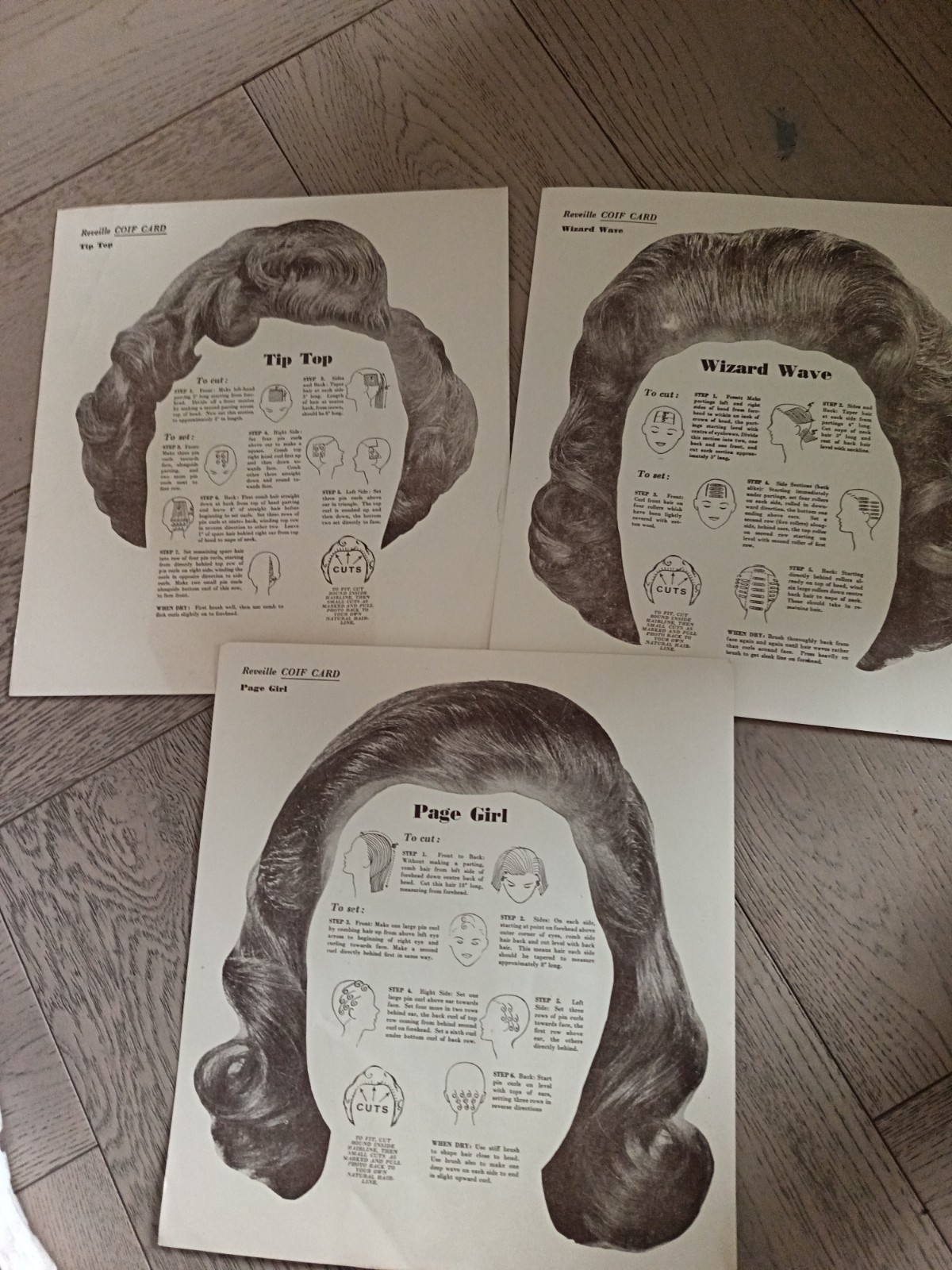 6 Vintage 1950s 1960s Reveille Coif Cards Hair Styling Preview Charts Cut Outs