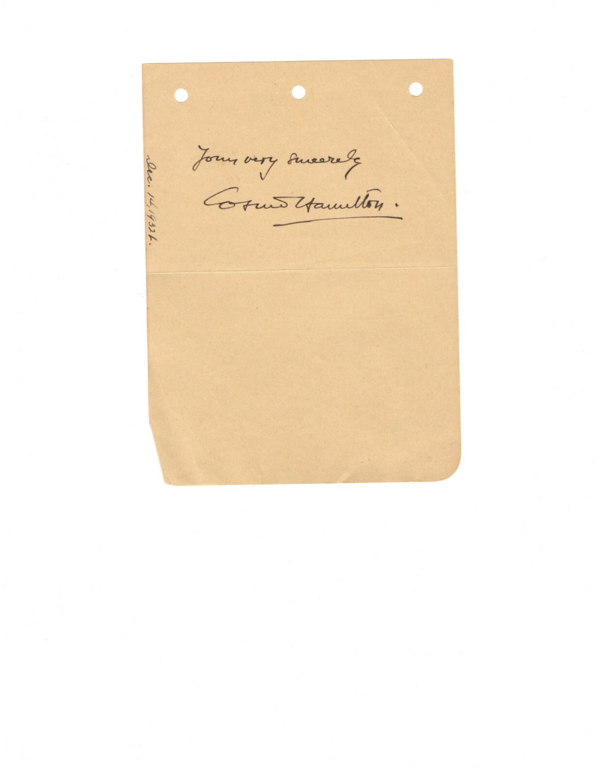 COSMO HAMILTON ENGLISH NOVELIST AUTOGRAPH ON ALBUM PAGE