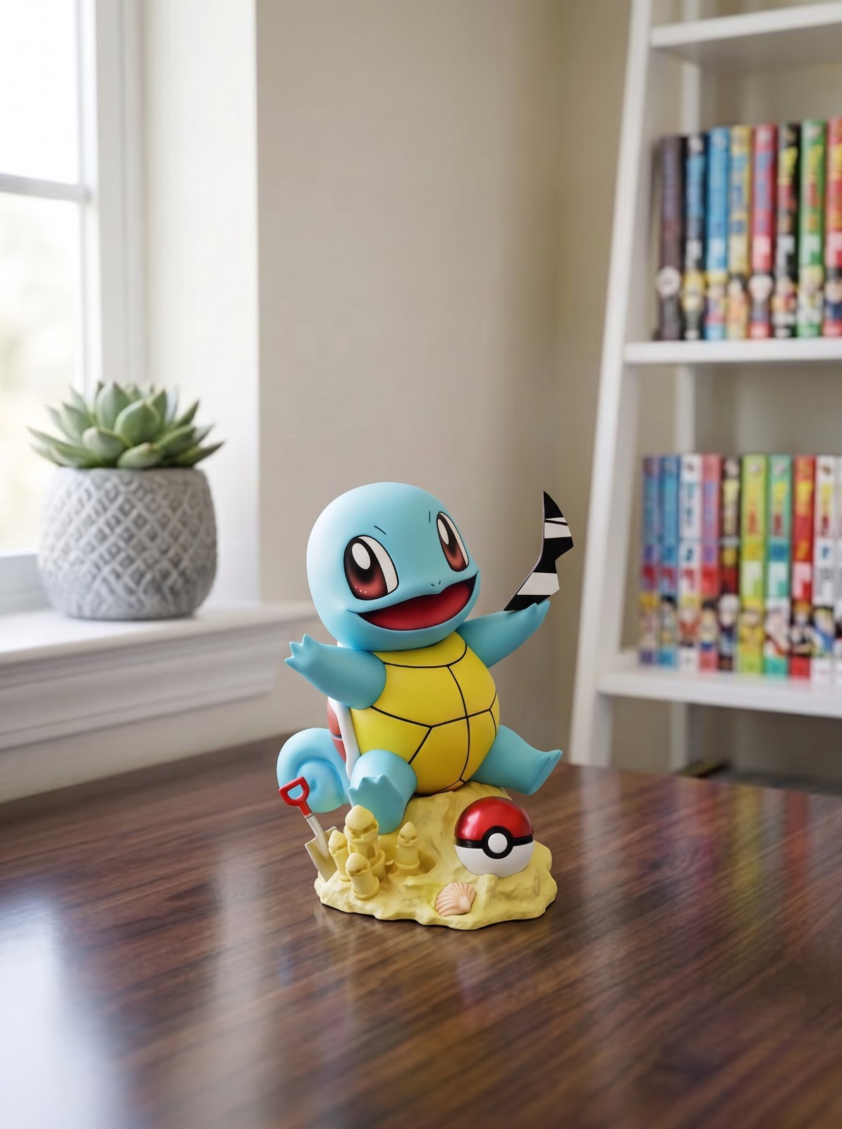 Pokemon Squirtle Figure Beach Sandcastle Statue Pokeball Anime Collectible Toy