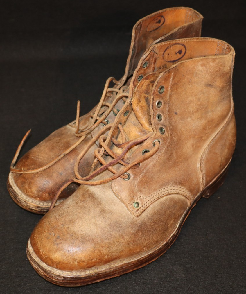 Indochina War French 1950's Low Quarter Leather Hobnailed Combat Boots, Scarce