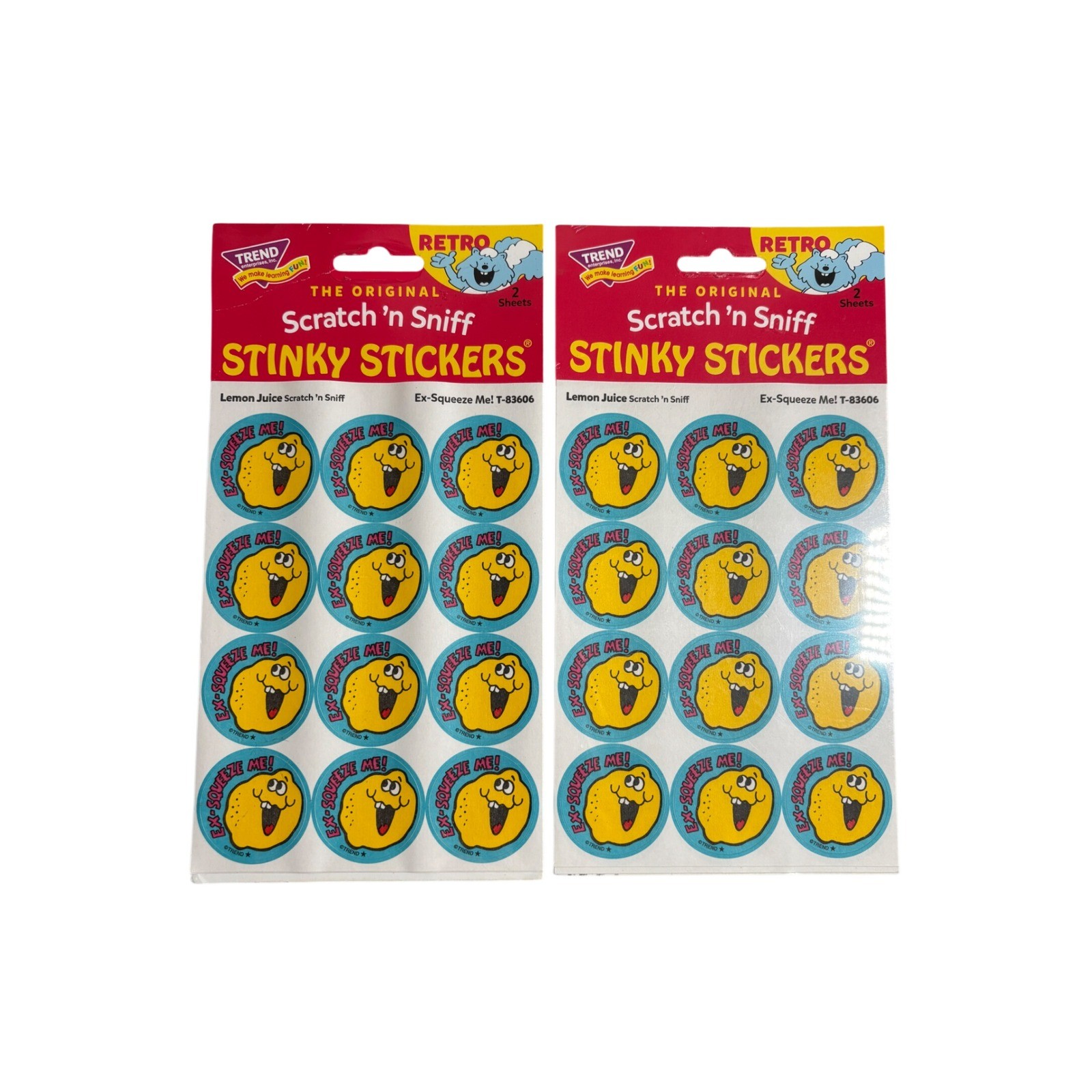 Trend Retro Stinky Stickers Lemon Juice Scratch n Sniff 2 Packs crafts 80s Style
