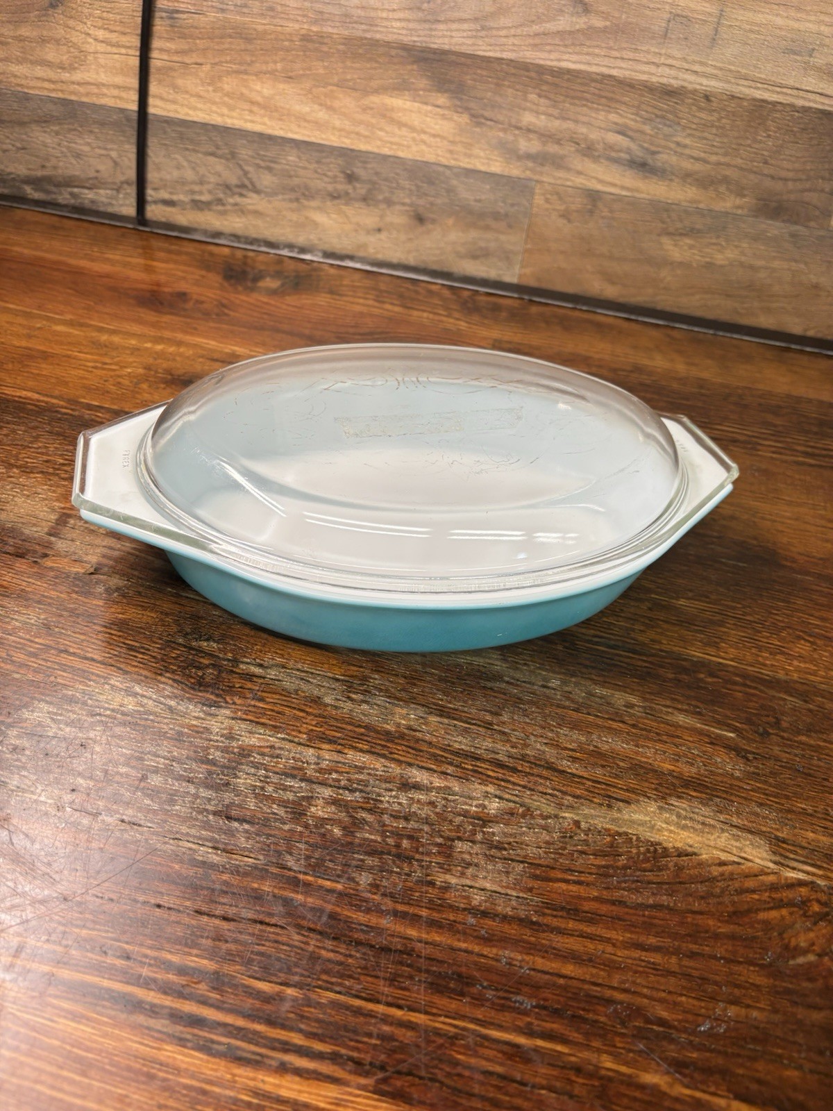 Vintage Pyrex 1.5 Qt Turquoise Blue Oval Casserole Dish WITH Lid USA Mid Century