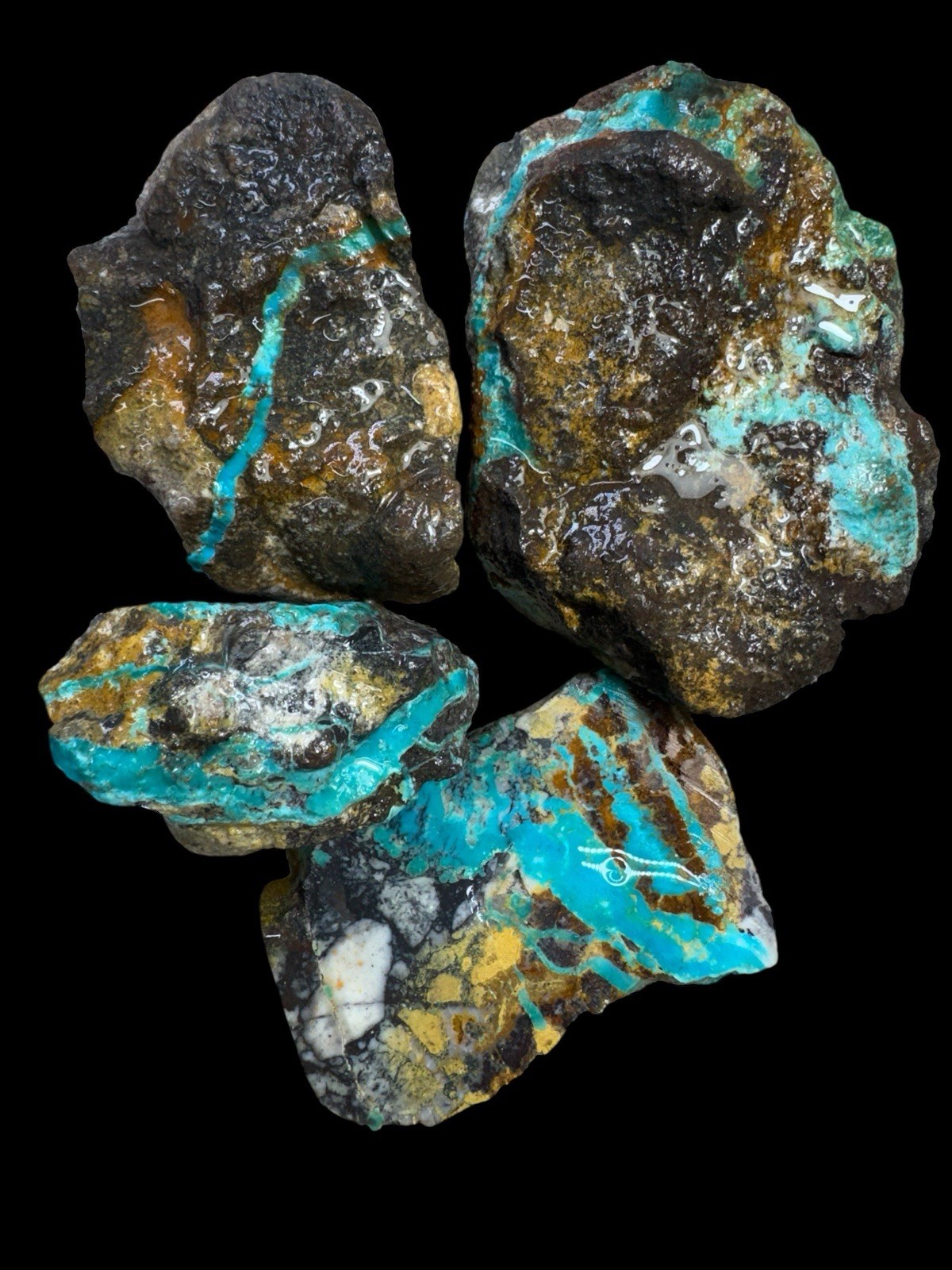 Hubei turquoise stabilized , brown and yellow host rock very nice Thick blue ban