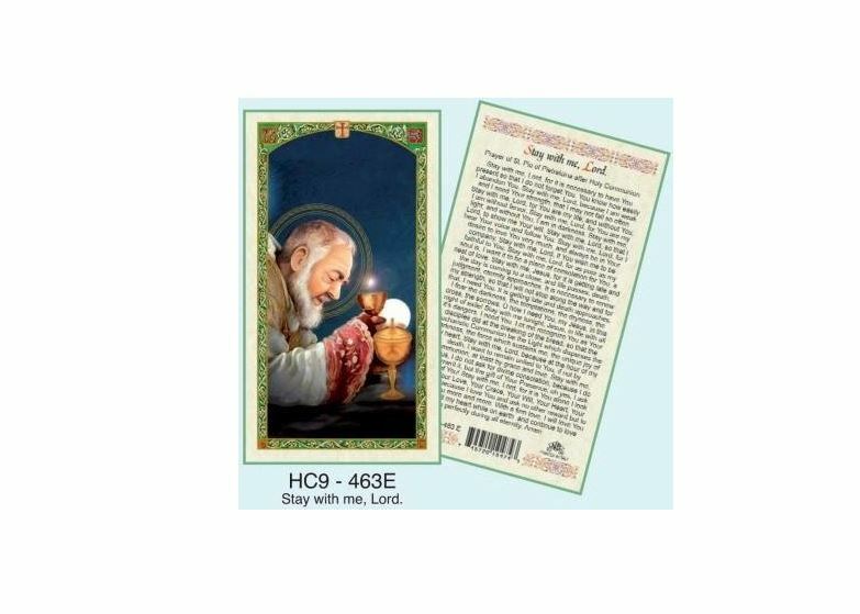 Stay With Me Lord Saint Pio of Pietrelcina Laminated Prayer Cards Pack of 25 Eng