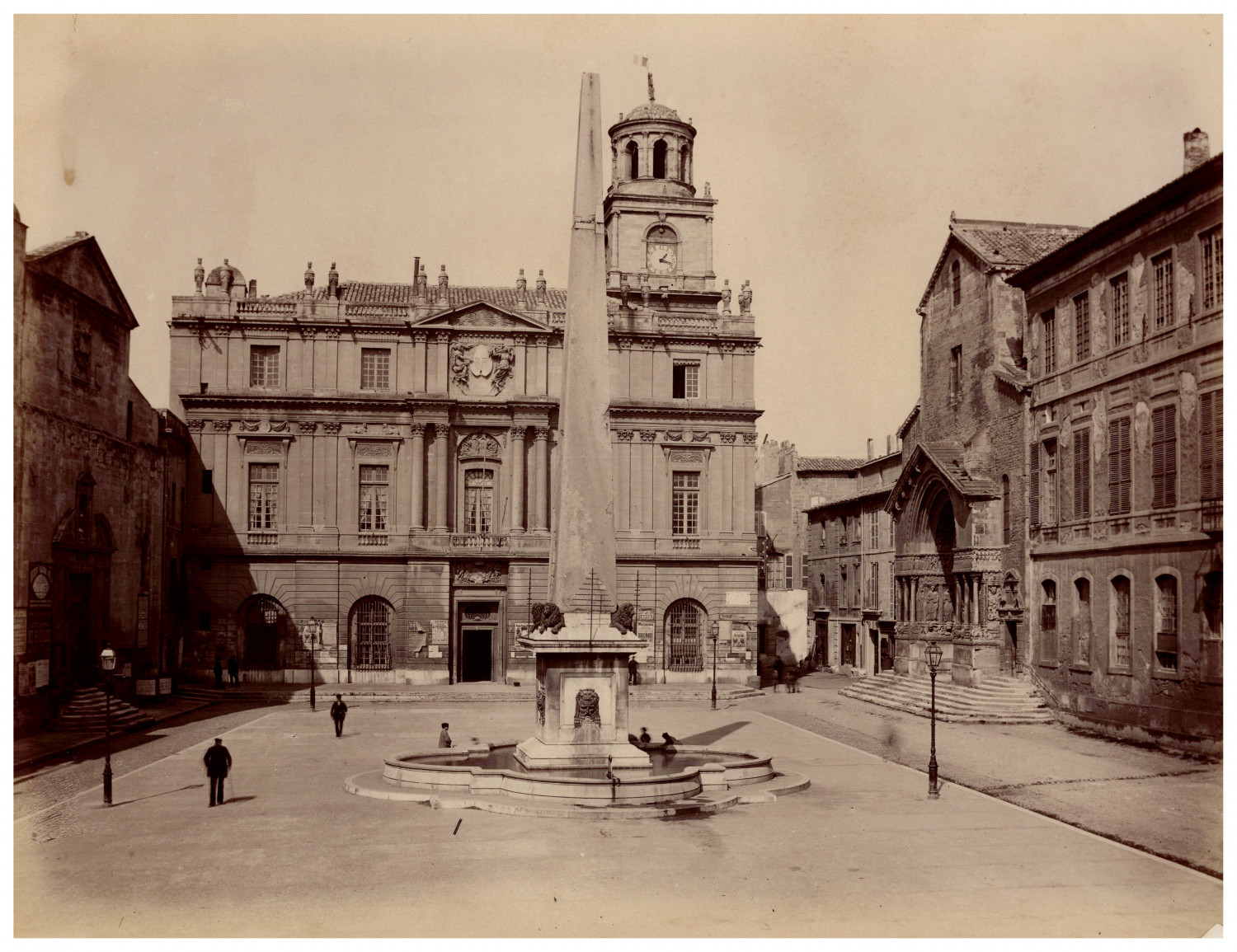 France, Arles, Hôtel de Ville, Place de la République, original vintage obelisk