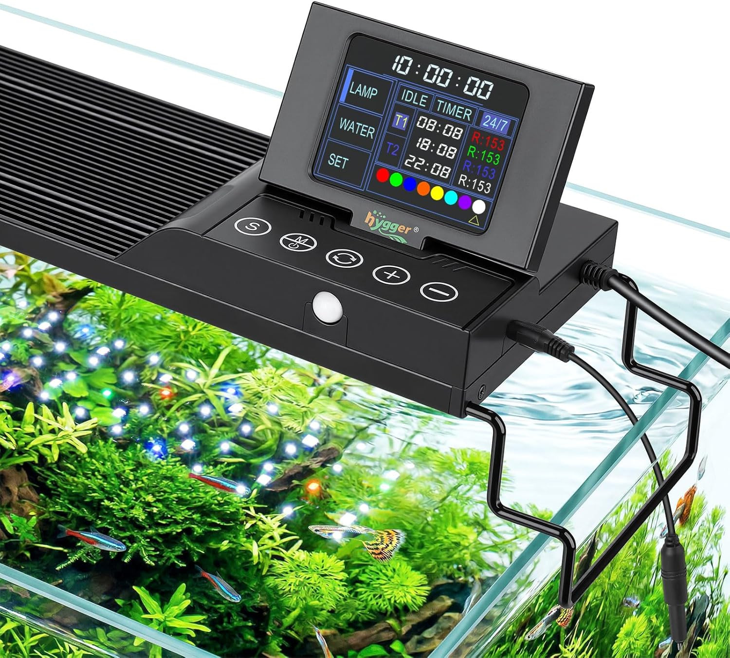 18W Smart Aquarium LED Light with Water Monitor for 12-18 Inch Tanks | Auto Lift