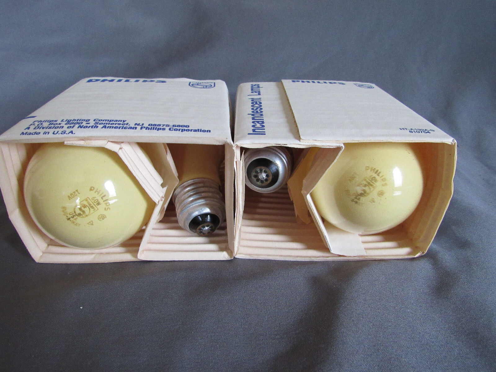 Vintage 2 pk of 2 Phillips Incandescent  Yellow Bug A Way Light Bulb 60W 120v