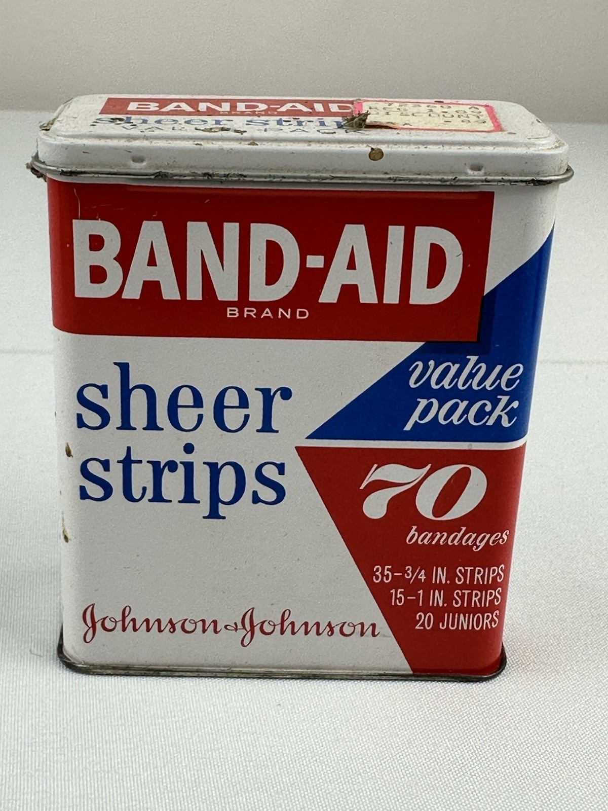 Vintage Empty BAND-AID plastic strips value pack 70 bandage Tin clean