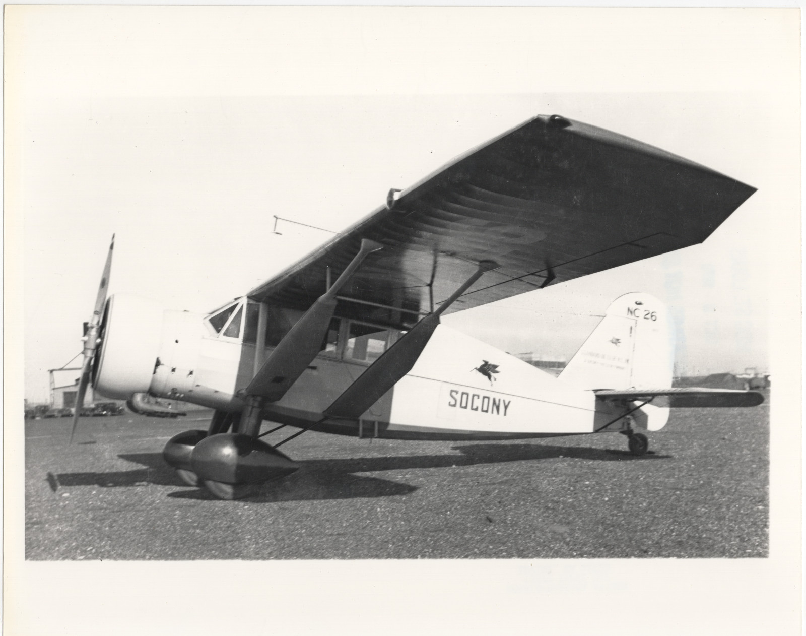 Socony Pegasus Flying Horse Bellanca Airplane Photo 8x10 Vintage Mobil Aviation