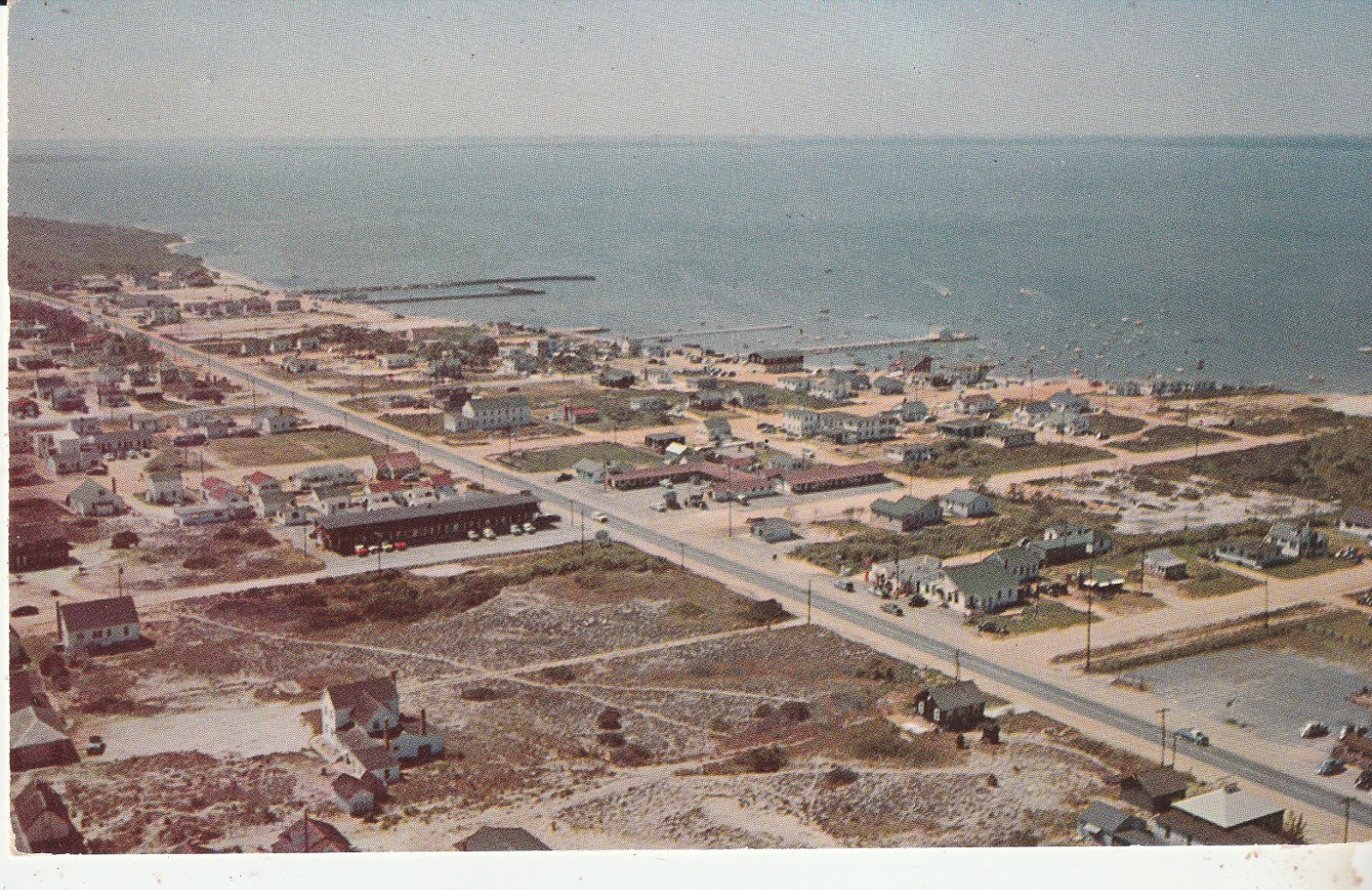 CPSM BEAUTIFUL DEWEY BEACH FROM THE AIR LOOKING SOUTH